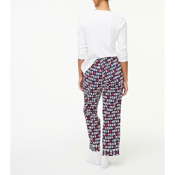 J.Crew Women’s Cotton Poplin Heart Print Cropped Pajama Sleep Pants - Picture 4 of 6
